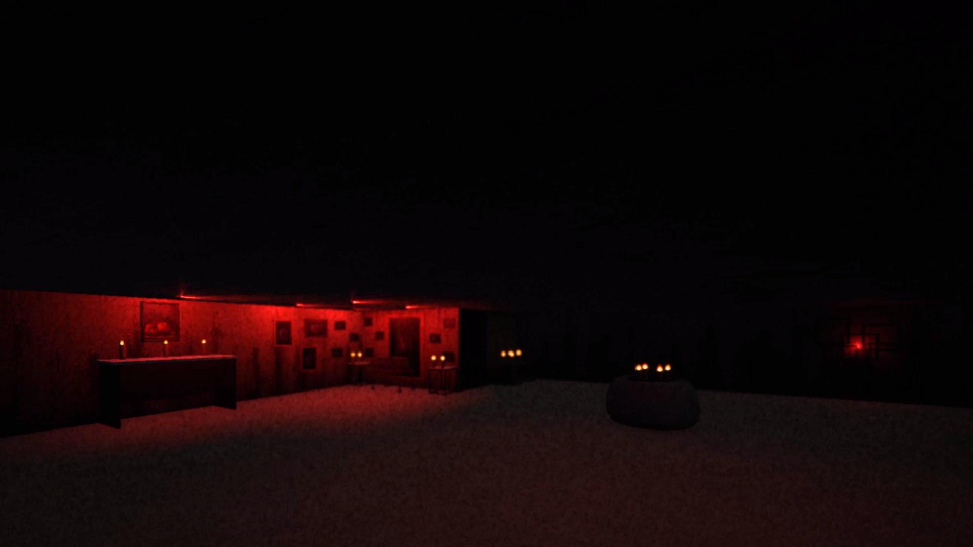 Habitación ritual iluminada en rojo